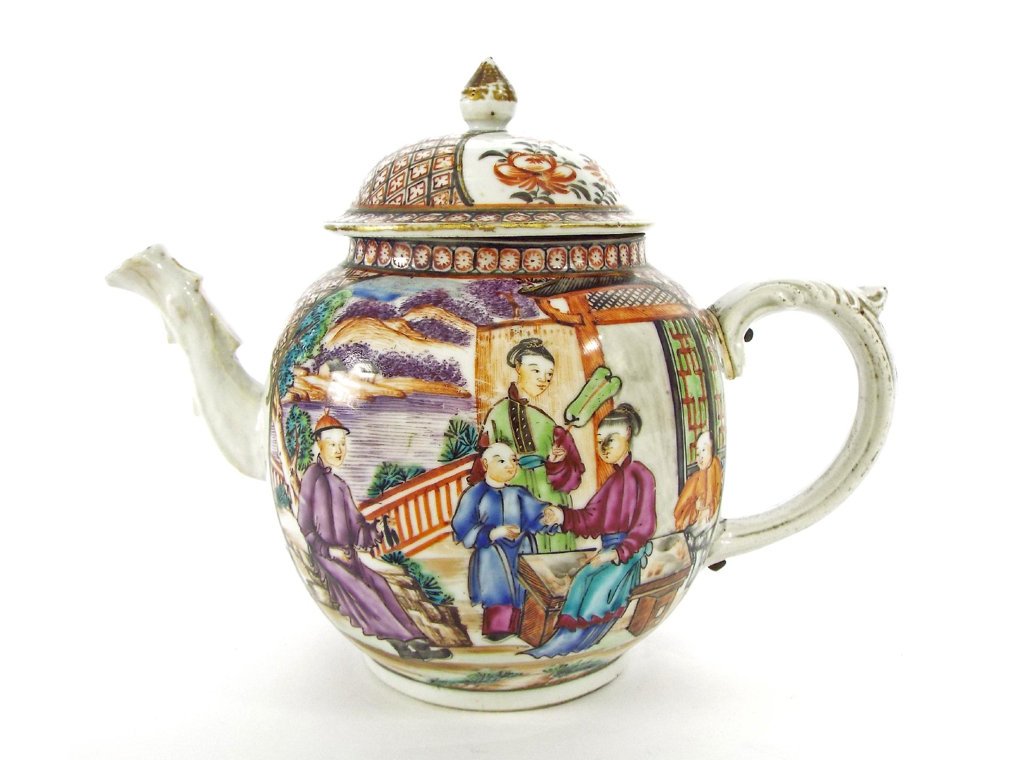 Appraisal: Chinese Mandarin pattern porcelain teapot decorated in polychrome with figures