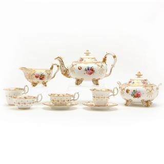 Appraisal: th Century Porcelain Tea Service nine pieces including teapot creamer