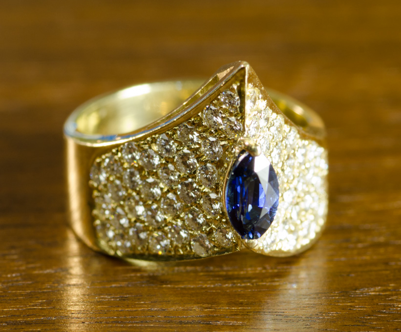 Appraisal: SAPPHIRE DIAMOND AND FOURTEEN KARAT GOLD RING with Martin Fuller