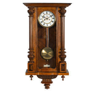 Appraisal: A German Mahogany Veneered Wall Clock th Century with key