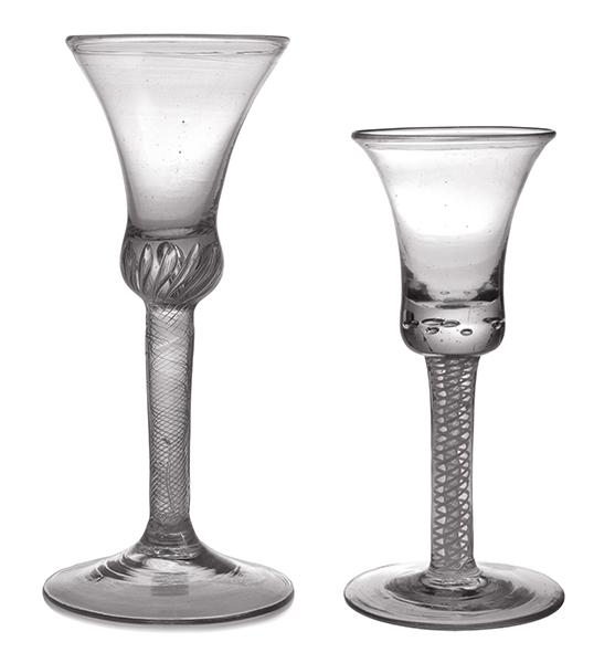 Appraisal: TWO GEORGIAN WINE GLASSES MID TH CENTURY the first with