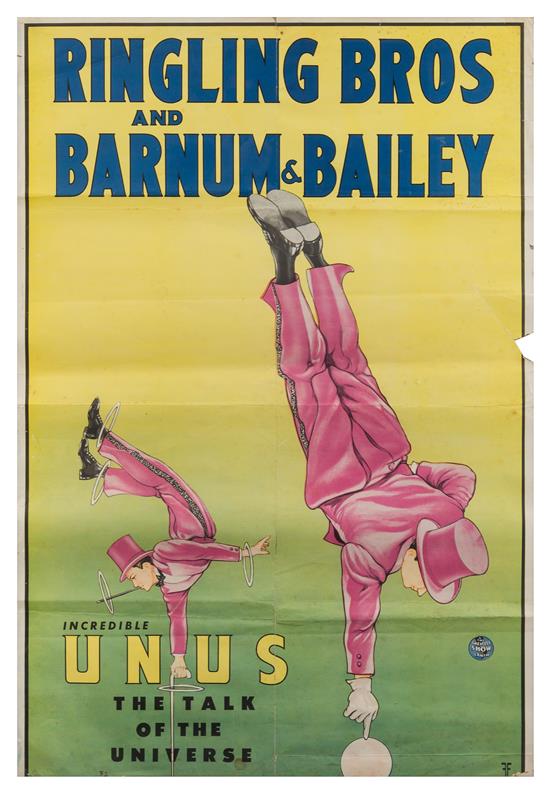 Appraisal: Sale Lot CIRCUS RINGLING BROTHERS AND BARNUM BAILEY Poster Unus