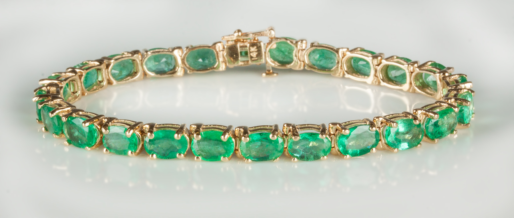 Appraisal: Emerald Bracelet oval mixed cut natural emeralds approx x x