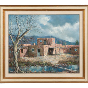 Appraisal: Pawel Kontny American - Pueblo Scene Oil on Canvas signed