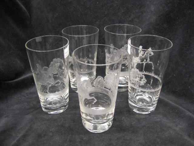 Appraisal: Heisey Glass ''Equestrian Silhouette''etched glasses designed in - by Carl