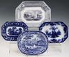 Appraisal: STAFFORDSHIRE PLATTERS - All in blue including x 'Carrara' by