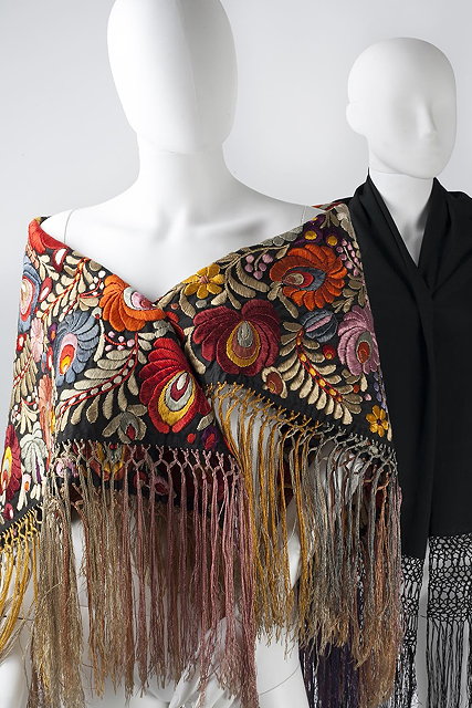 Appraisal: Two silk shawls the first with coloured fringing and floral