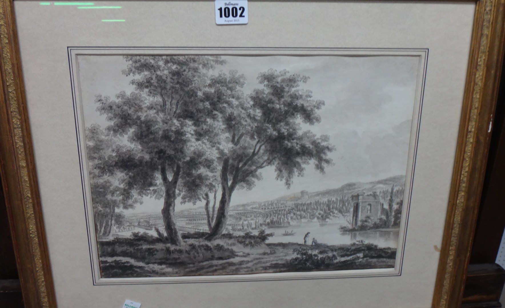 Appraisal: Jacques Rigaud - Parkland Landscape pen ink and wash cm