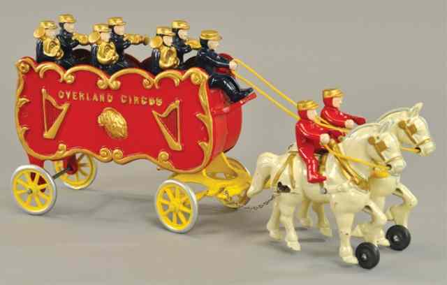 Appraisal: OVERLAND CIRCUS BAND WAGON Kenton cast iron horse drawn open