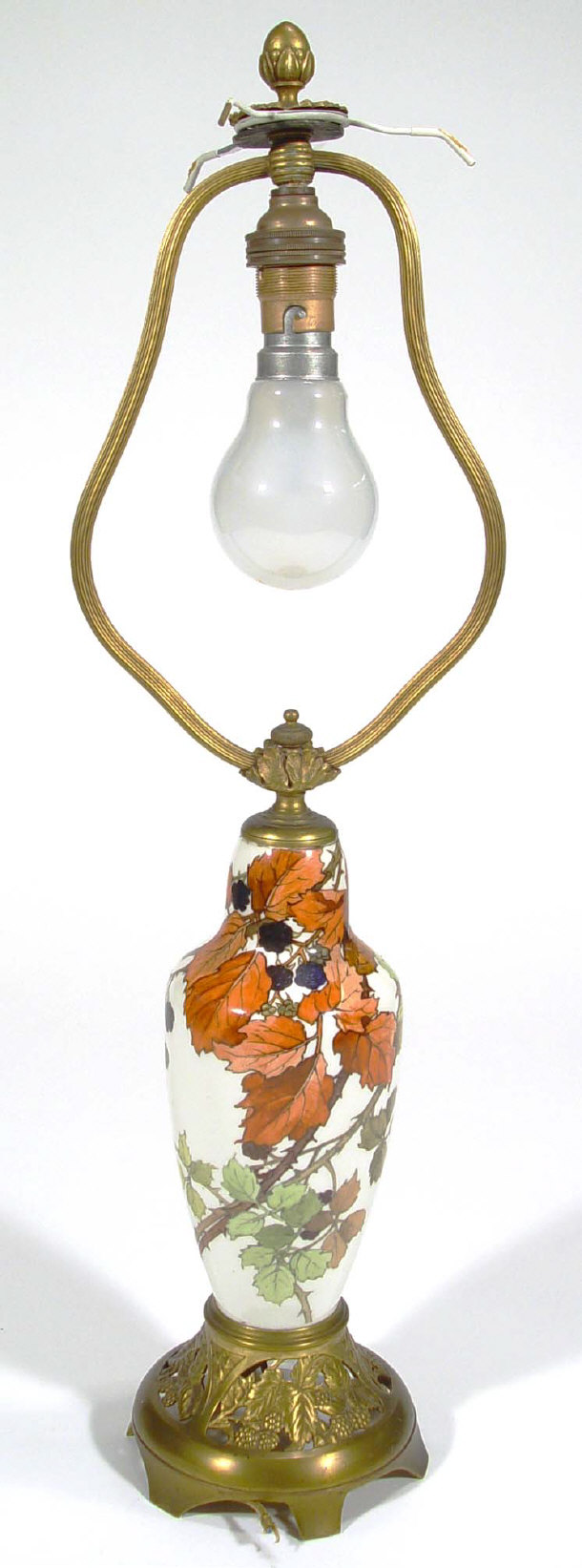 Appraisal: Sevres porcelain lamp base with ormolu leaf and berry mounts