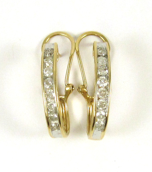 Appraisal: PAIR OF DIAMOND AND FOURTEEN KARAT GOLD EARRINGS each yellow