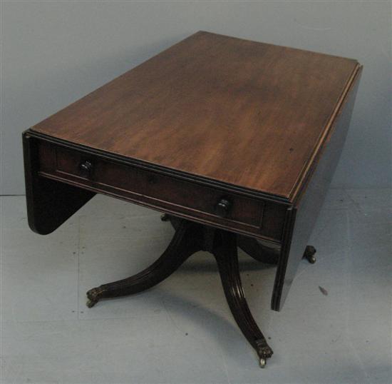 Appraisal: George III mahogany centre pillar Pembroke table with one drawer