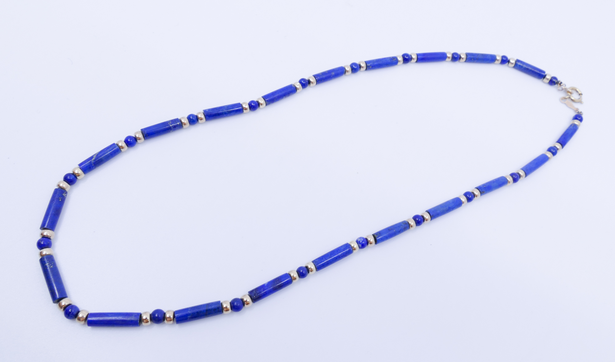 Appraisal: K and Lapis Bead Necklace- ''