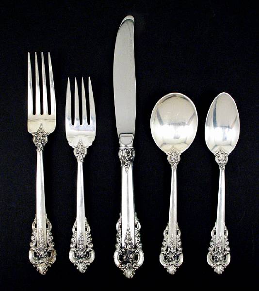 Appraisal: A sterling flatware set with caseWallace Silversmiths Wallingford CTGrande Baroque