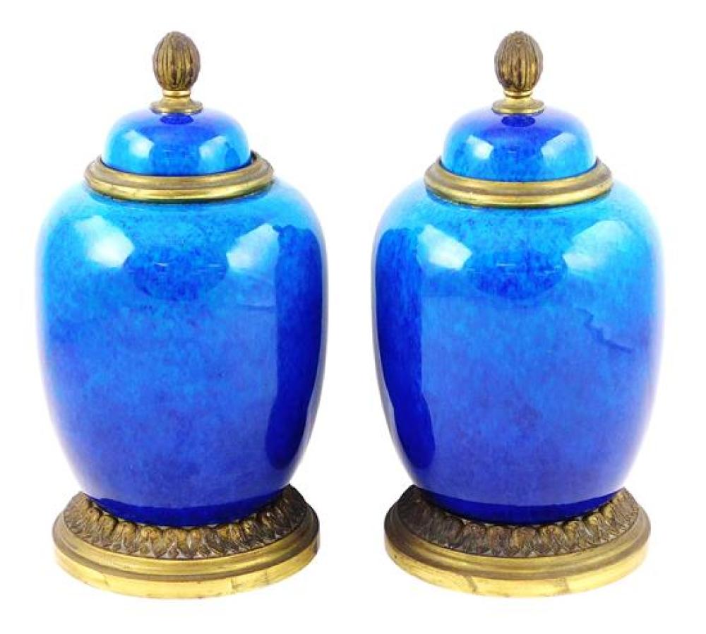 Appraisal: Paul Milet France - pair lidded urns porcelain with graduated