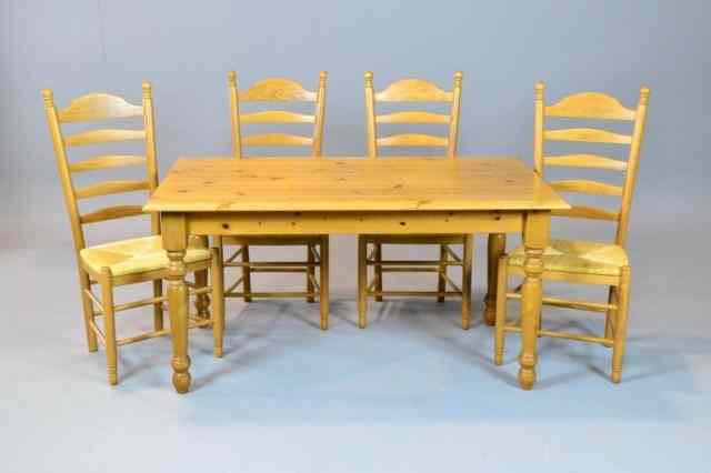 Appraisal: L L Bean Rustic Pine Table And ChairsIncludes a rectangular