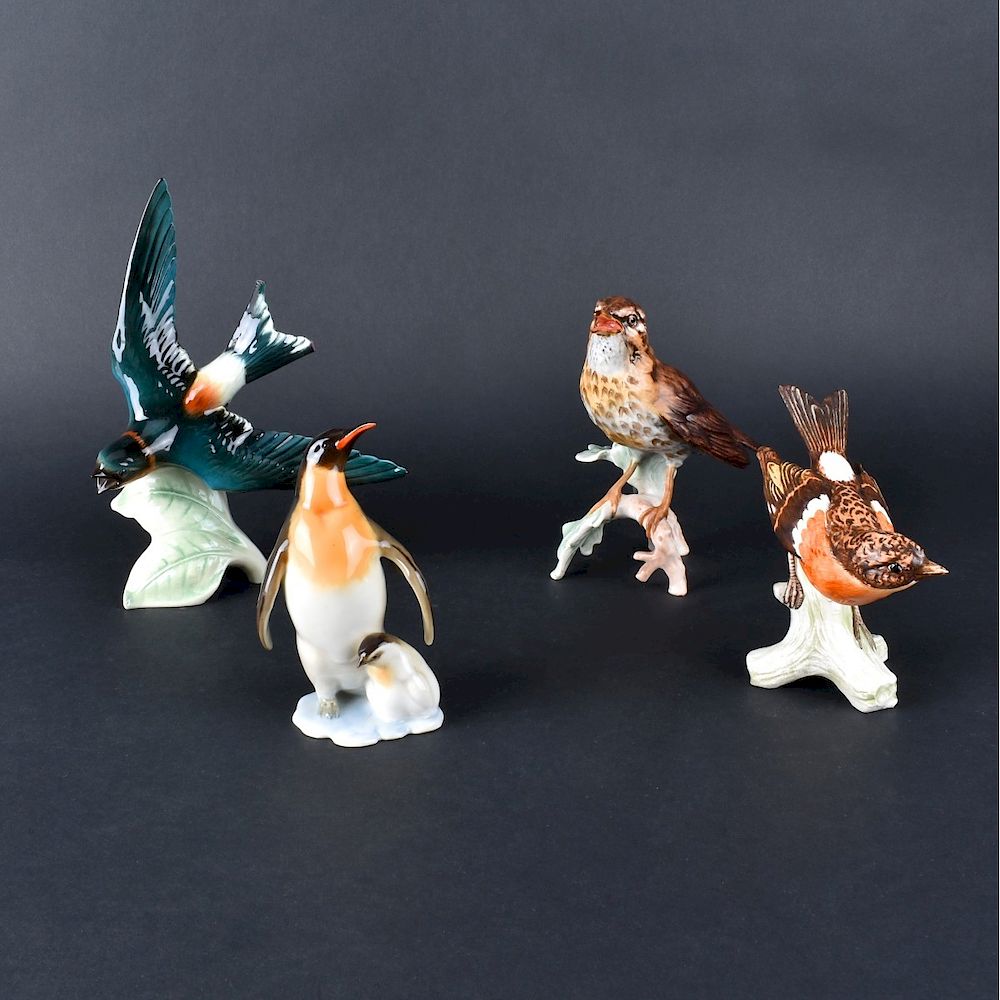 Appraisal: Vintage Porcelain Figurines Collection of Four Vintage Glazed Porcelain Animal