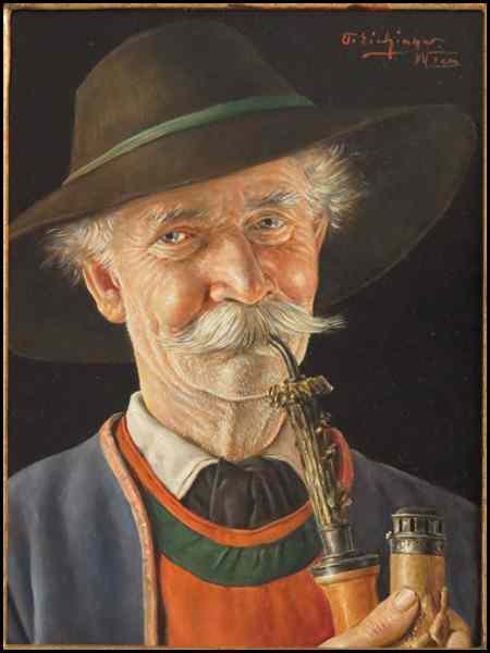 Appraisal: OTTO EICHINGER - MAN WITH PIPE Oil on board signed