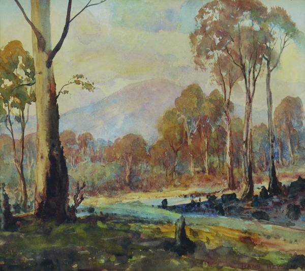 Appraisal: HANS HEYSEN - The Clearing watercolour HANS HEYSEN - The