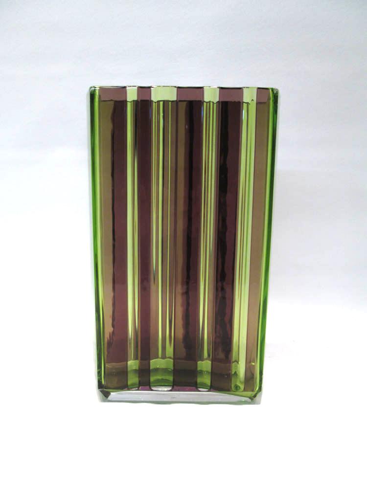 Appraisal: TAPIO WIRKKALA ROSENTHAL ART GLASS VASE rectangular form with purple