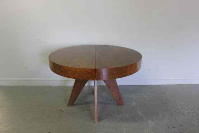 Appraisal: Midcentury Burl Walnut Kagan Style Dining Table With leaves From