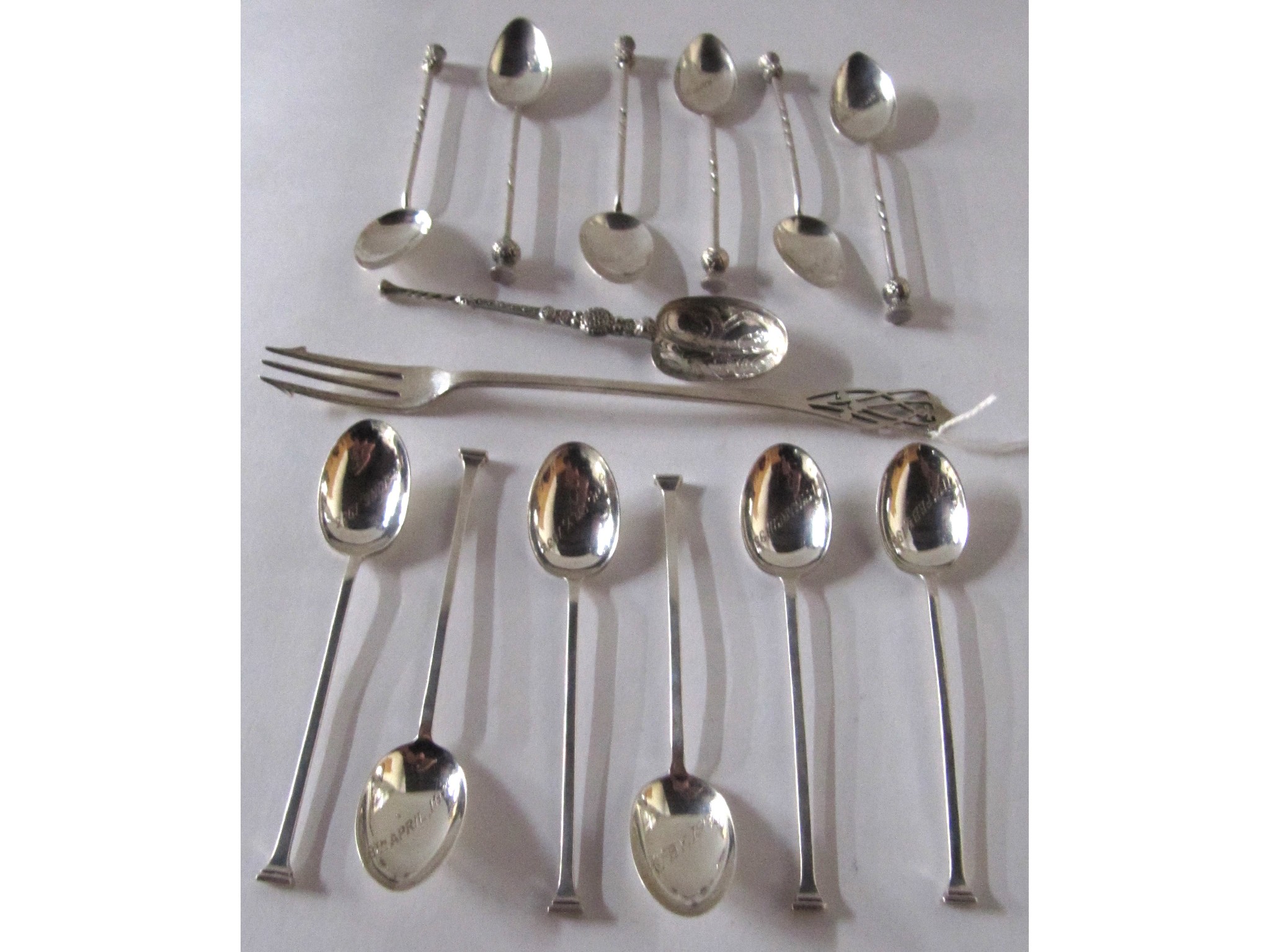 Appraisal: A lot comprising a set of six silver coffee spoons