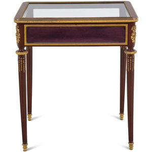 Appraisal: A Louis XVI Style Gilt Bronze Mounted Vitrine Table Late