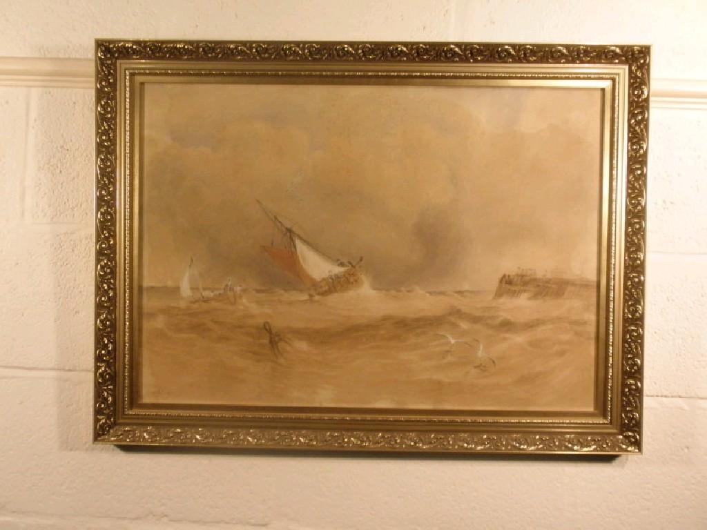 Appraisal: Follower of Copley Fielding Fishing boats in a choppy sea