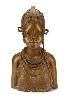 Appraisal: African Benin Queen Bronze Bust African th century A bronze