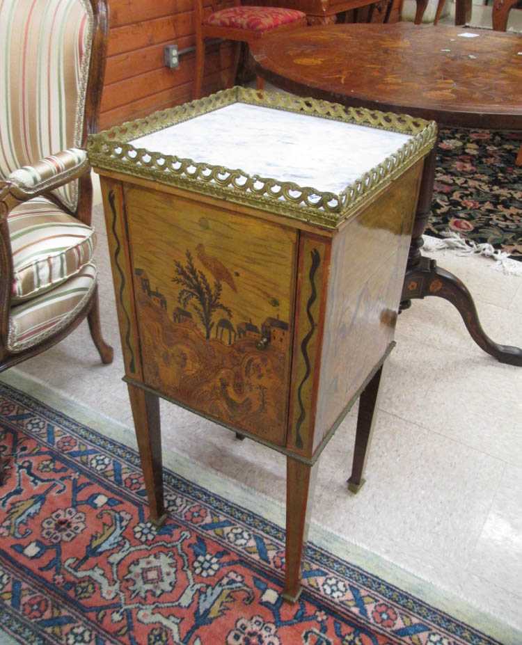 Appraisal: NEOCLASSICAL STYLE MARQUETRY BEDSIDE CABINET Italian late th century having