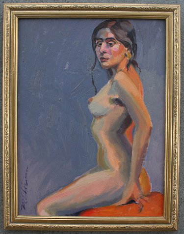 Appraisal: CHRISMAN Michelle American th C Female Nude OIL CB ''