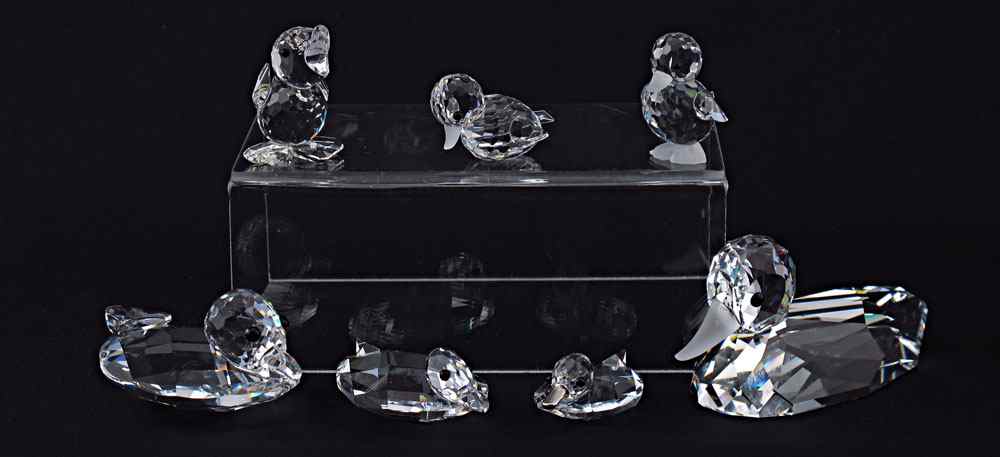 Appraisal: SWAROVSKI CRYSTAL DUCK FIGURINES To include MALLARD Var Max Schreck