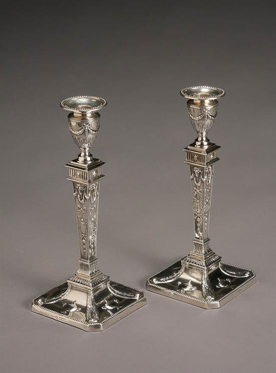 Appraisal: Pair of Victorian Weighted Silver Candlesticks Martin Hall Co Ltd