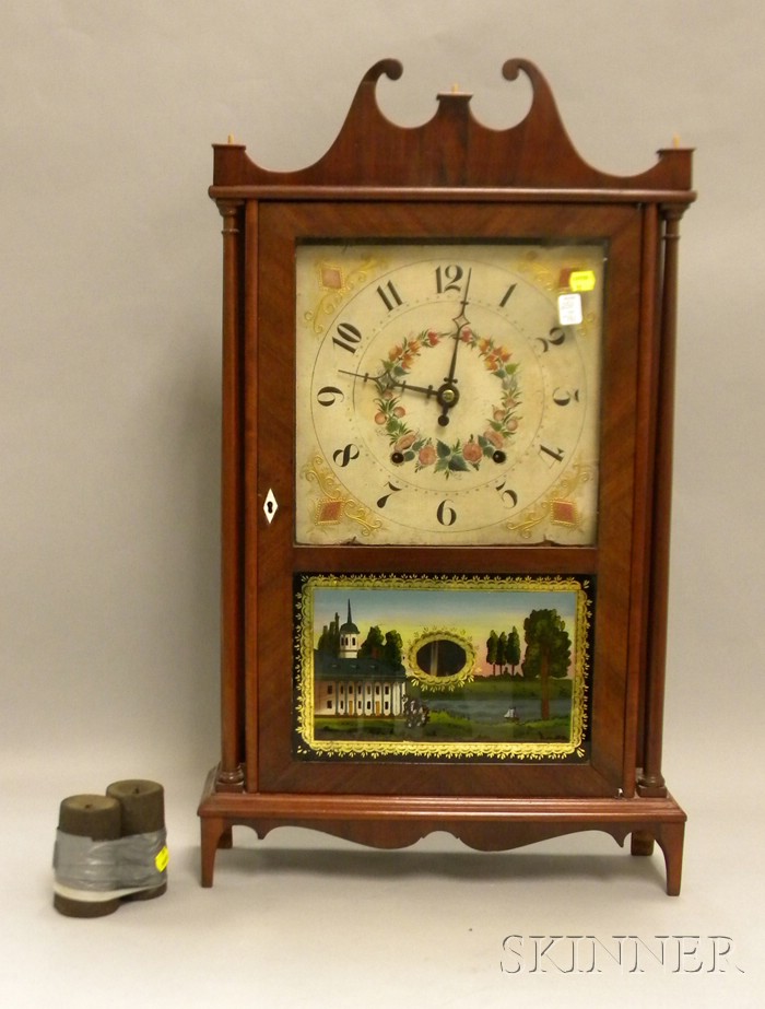 Appraisal: Mahogany Pillar and Scroll Clock by Eli Terry and Sons