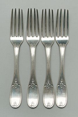 Appraisal: Nine Charleston coin silver forks Olive pattern marked quot Hayden