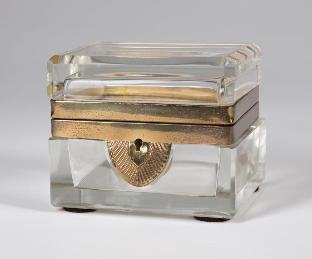 Appraisal: Brass-Mounted Baccarat Crystal Box beveled lid h in w in