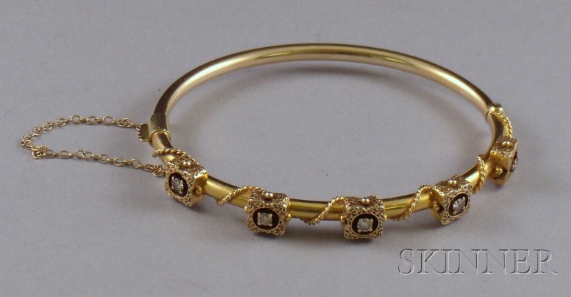 Appraisal: kt Gold and Diamond Bangle Bracelet