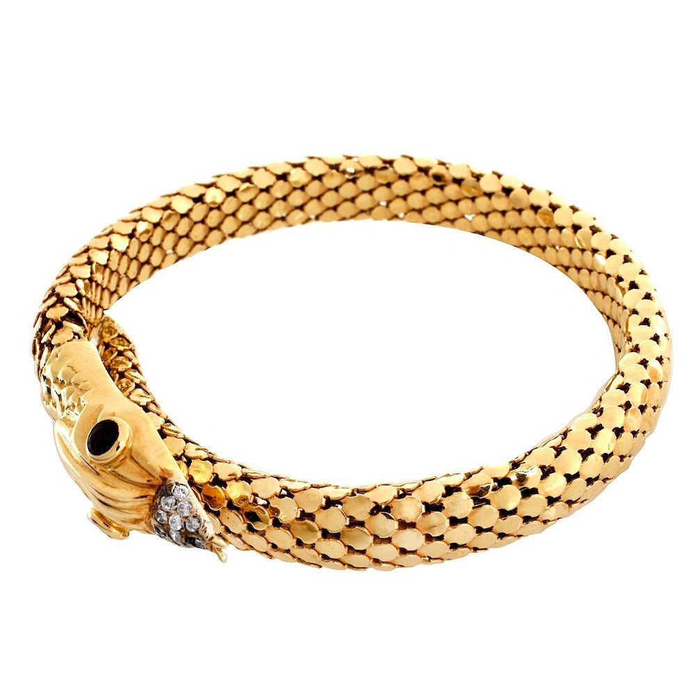 Appraisal: Vintage Italian K Snake Bangle Vintage Italian Karat Yellow Gold