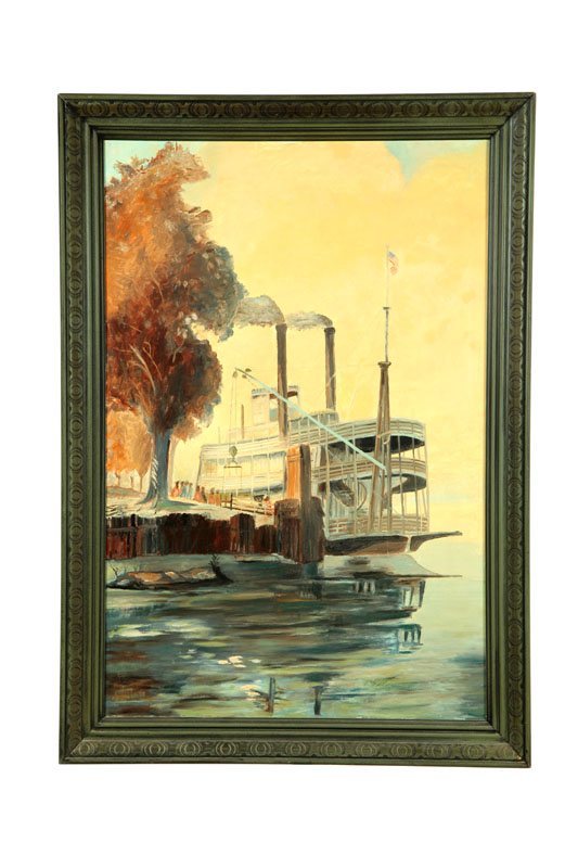 Appraisal: STEAMBOAT PAINTING AMERICAN SCHOOL MID TH CENTURY Oil on canvas