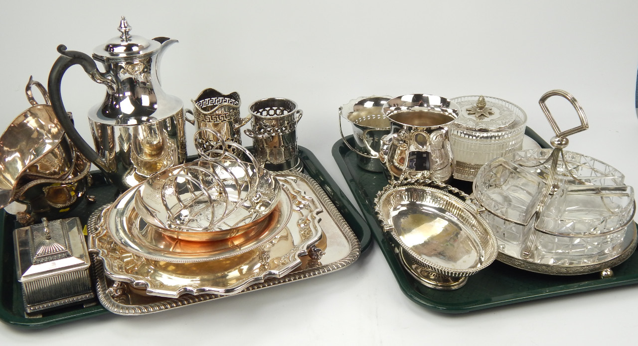 Appraisal: A selection of silver plated wares including a salver with