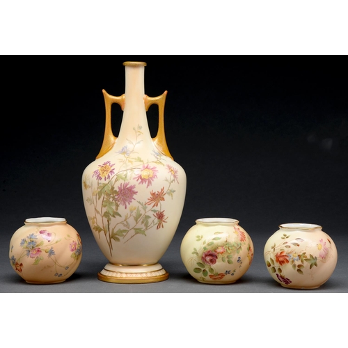 Appraisal: A Royal Worcester two handled vase and three Royal Worcester