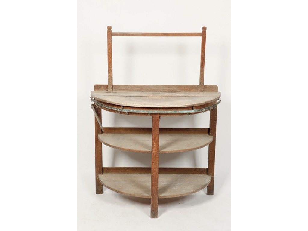 Appraisal: HEALS A LIGHT OAK WASHSTAND with a fabric rail above