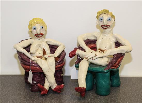 Appraisal: Sale Lot Linda Kramer American b Male and Female Seated