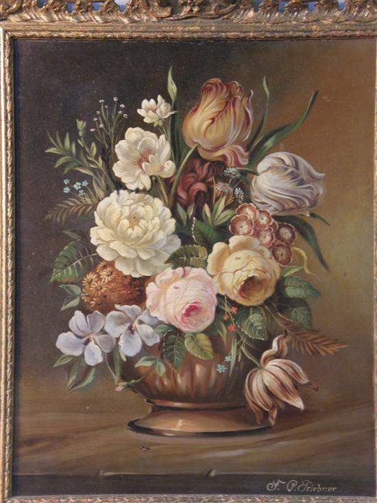 Appraisal: F P Triebner still-life of flowers in a vase signed