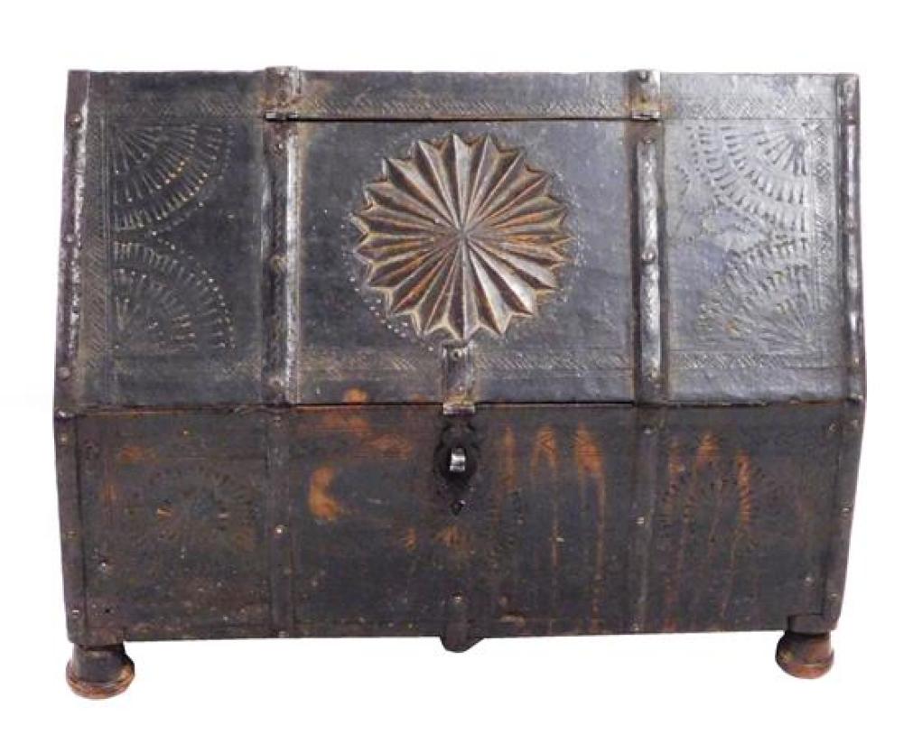 Appraisal: Document or valuables box with peaked lid early th C