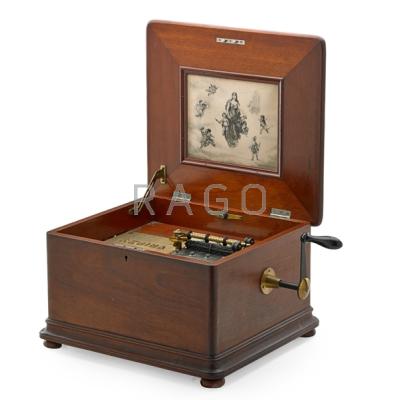 Appraisal: REGINA MUSIC BOX Walnut case double comb ca Sold with