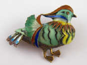 Appraisal: A Chinese gilt and enamel brooch designed as a bird