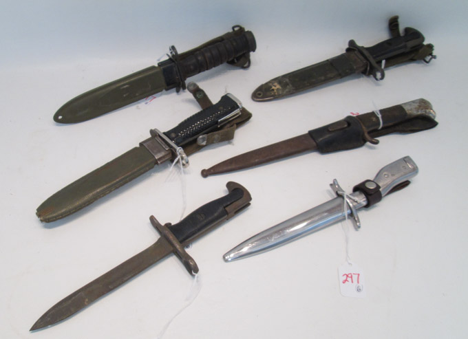 Appraisal: SIX COLLECTIBLE BAYONETS including U S M by Utica in