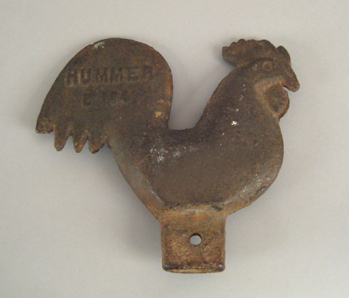 Appraisal: Cast iron rooster mill weight th c stamped Hummer h