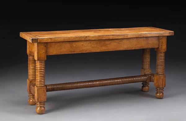 Appraisal: A Baroque style walnut library table th century The rectangular